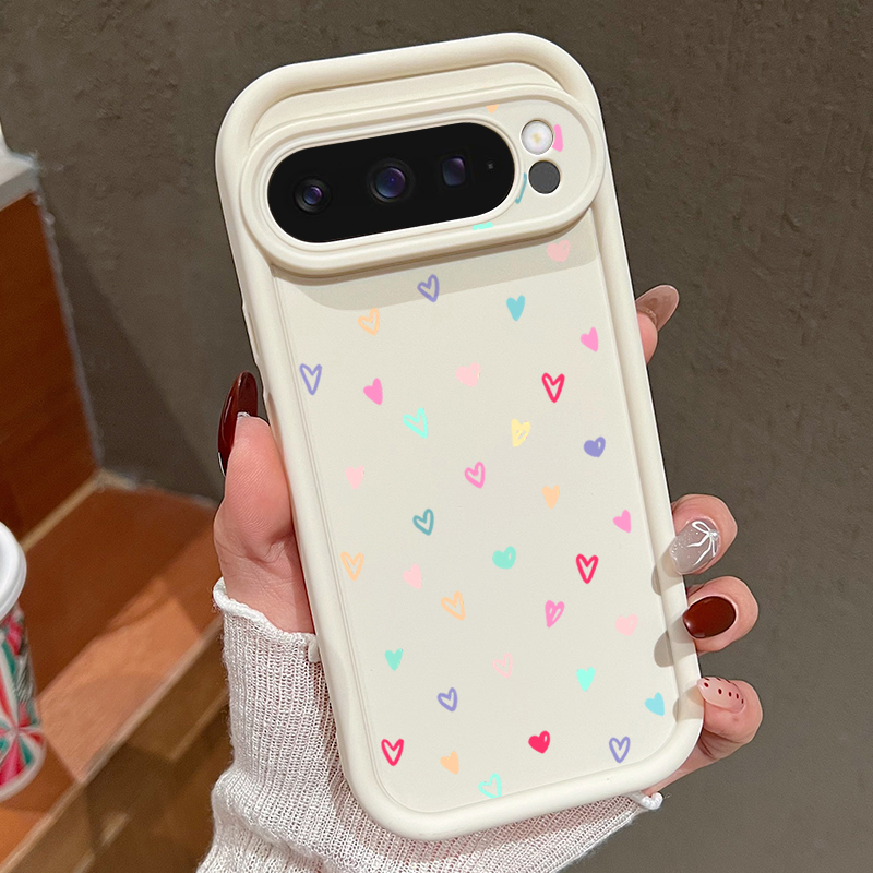 Phone Cases Google Pixel 9A - Kleurrijke Kleine Harten Zachte Case Voor