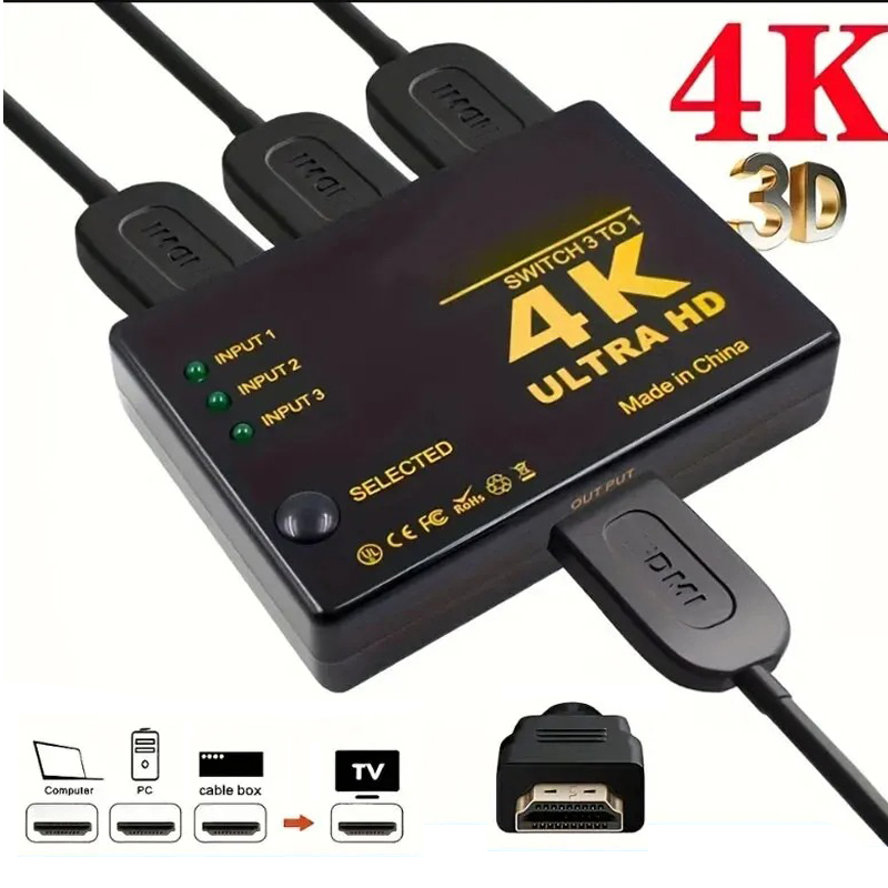 Phone Cases Uk - HDMI-compatibele schakelaar 4K Switcher 3 in
