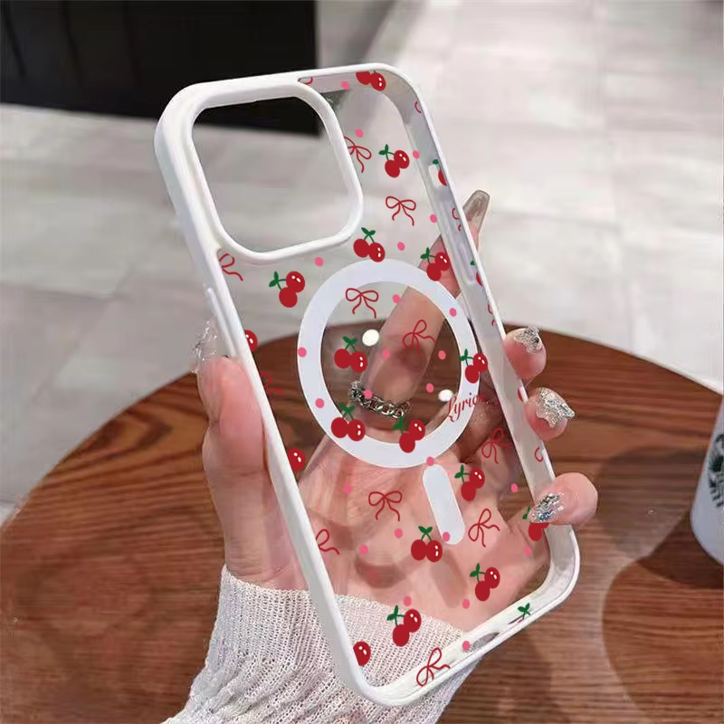 Phone Cases Cherry - Rode kersenprint magnetische telefoonhoes voor iPhone