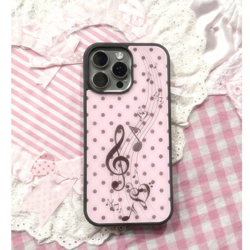 Phone Cases For Girls - Koreaanse roze bruine polkadot meisjes hart