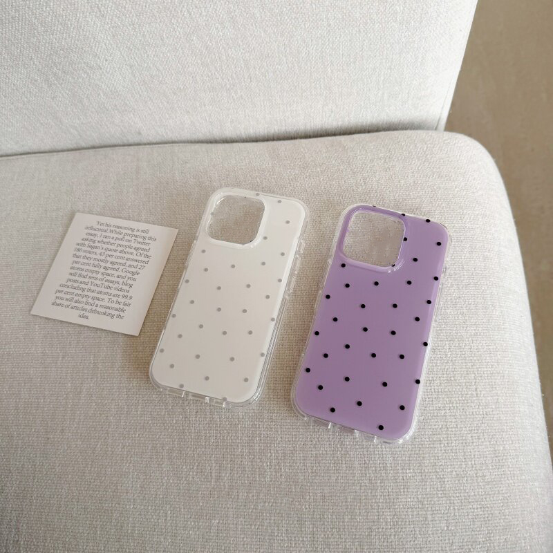 Phone Cases Polka Dot - Koreaanse witte & paarse polkadot telefoonhoesje