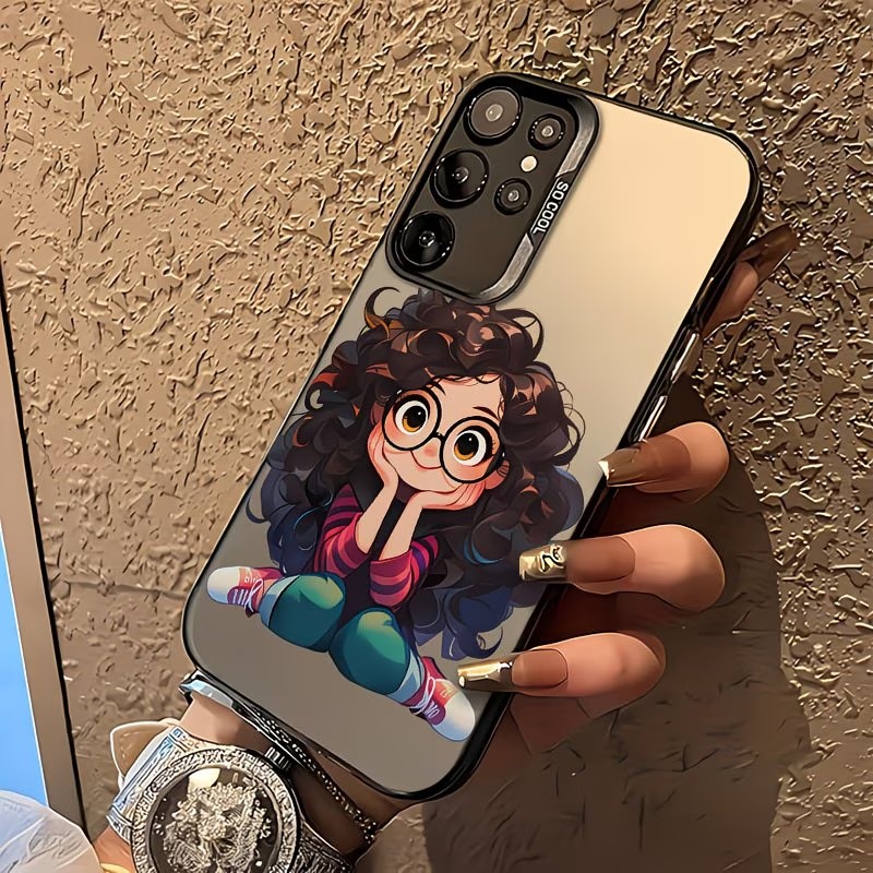 Phone Cases For Girls - Schattig krullend haar bril meisje cartoon