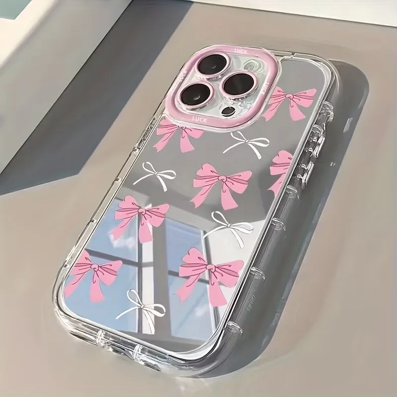 Phone Cases For Girls - Simpele blauw roze strik meisjes schattige