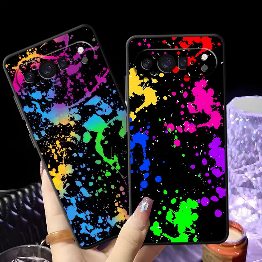 Phone Cases Google Pixel 9A - Regenboog Verf Spatten Funda Telefoon Cover