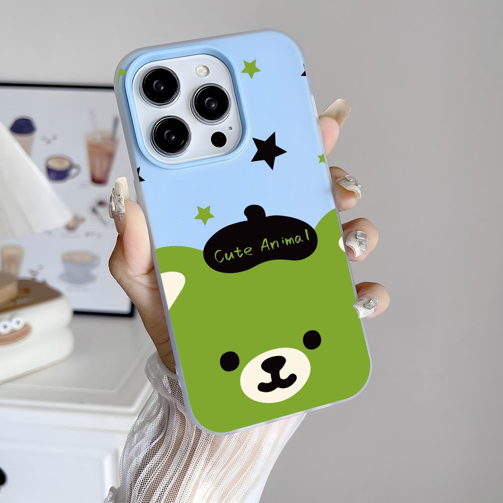 Blauwgroene cartoonbeer telefo - Phone Cases Green recensie en prijs