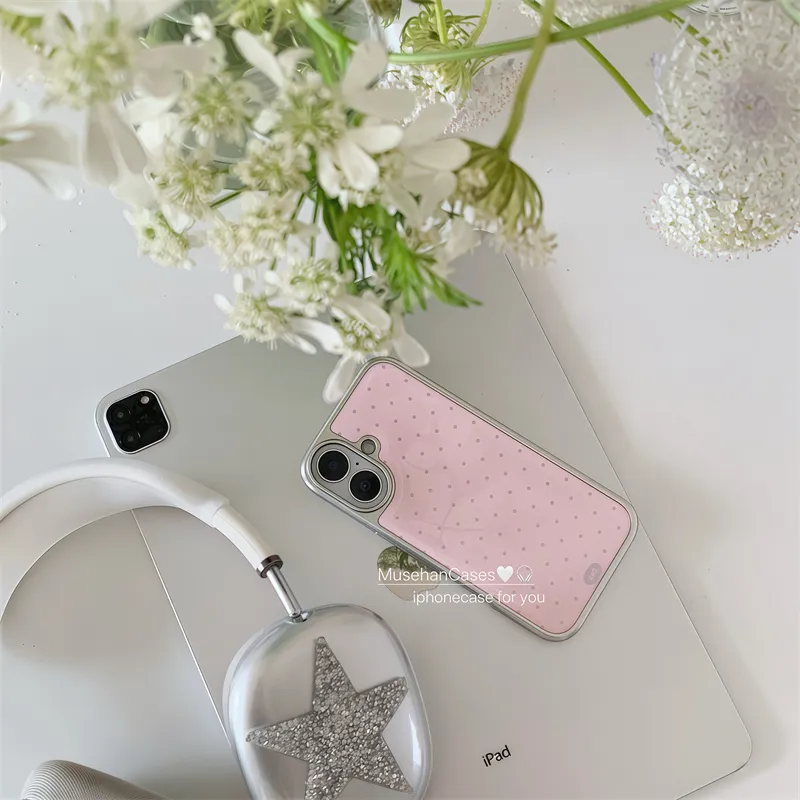 Koreaanse ins Crème Roze Polka - Phone Cases Polka Dot recensie en prijs