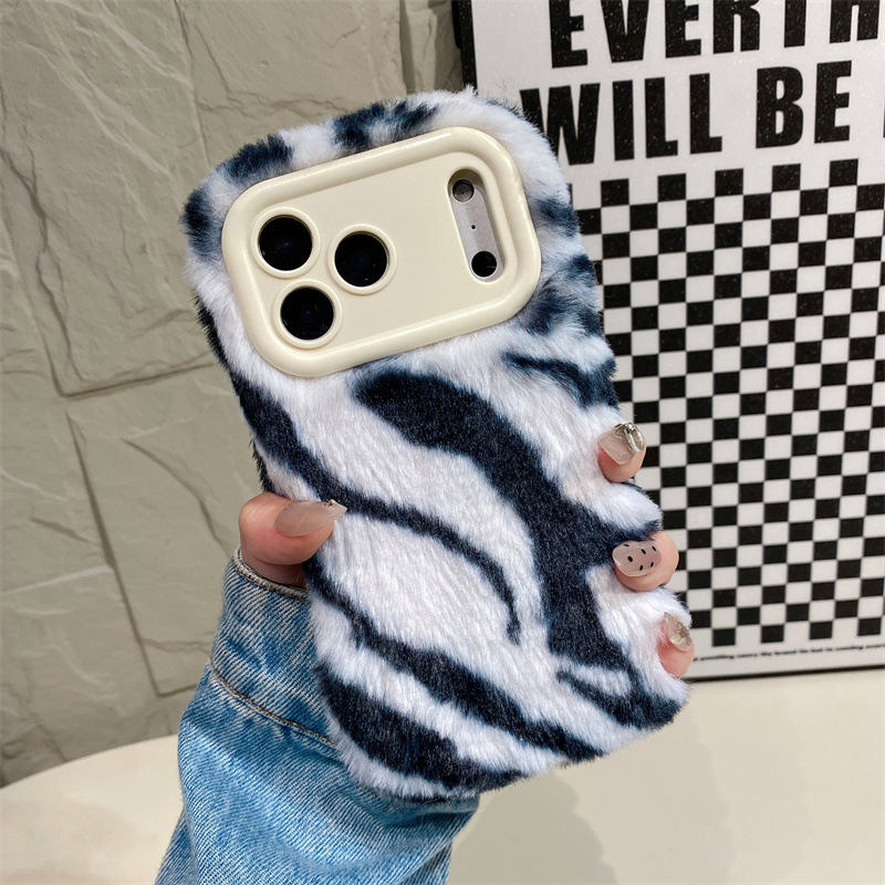 Luxe zebra-patroon pluche tele - Phone Cases For Iphone 15 recensie en prijs